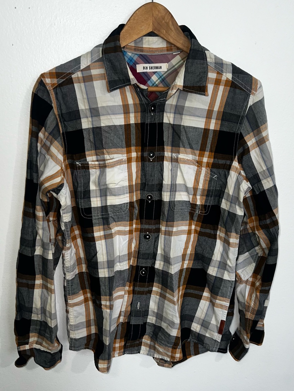 Ben Sherman Men's Plaid Flannel Button-Down Shirt – Size S